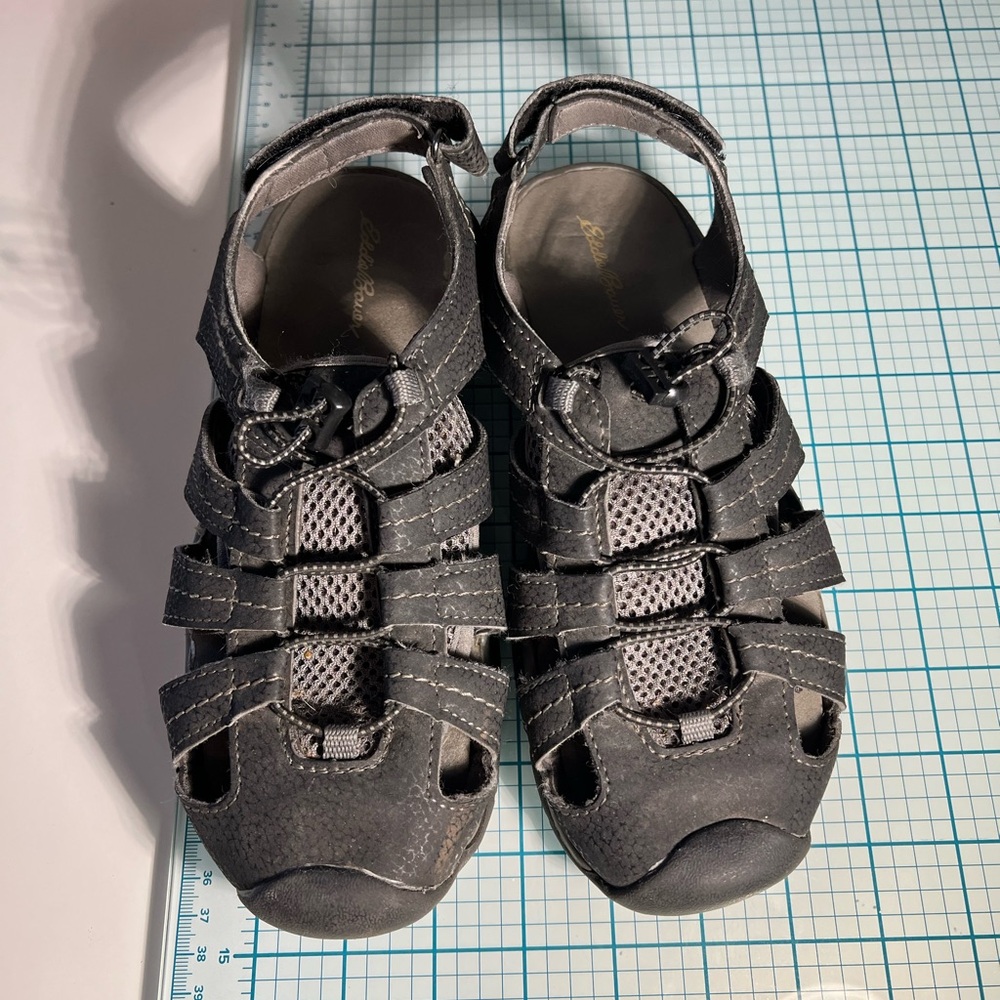 Eddie Bauer gray sandals with adjustable strap.